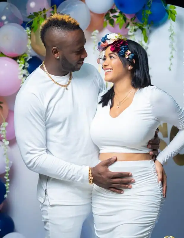 Andre Russell with his Wife